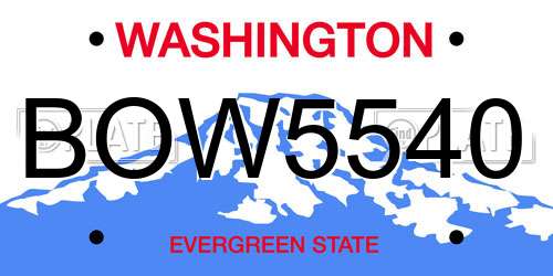 BOW5540 Washington License Plate