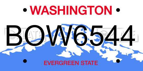 BOW6544 Washington License Plate
