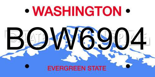 BOW6904 Washington License Plate