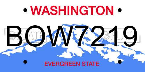 BOW7219 Washington License Plate