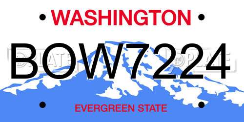 BOW7224 Washington License Plate