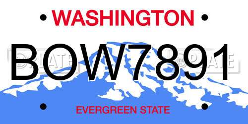 BOW7891 Washington License Plate