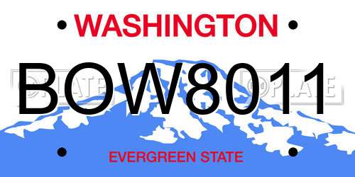 BOW8011 Washington License Plate