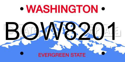 BOW8201 Washington License Plate