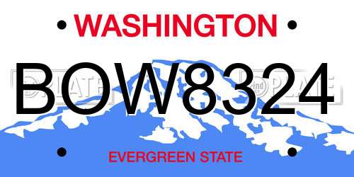 BOW8324 Washington License Plate