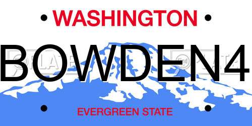 BOWDEN4 Washington License Plate