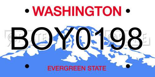 BOY0198 Washington License Plate