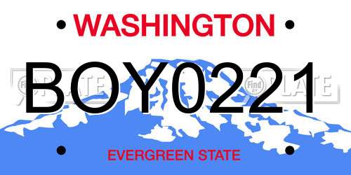 BOY0221 Washington License Plate