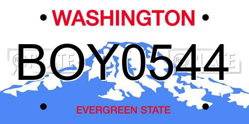 BOY0544 Washington License Plate