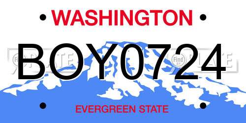 BOY0724 Washington License Plate