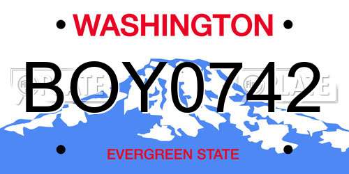 BOY0742 Washington License Plate