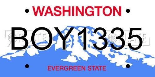 BOY1335 Washington License Plate