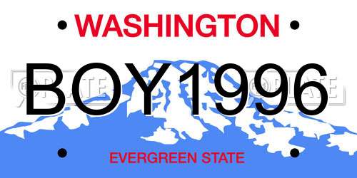 BOY1996 Washington License Plate