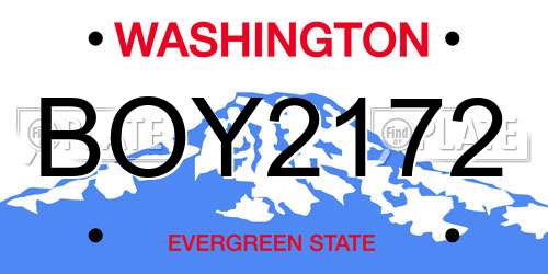 BOY2172 Washington License Plate