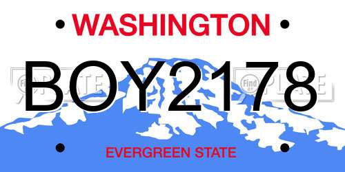 BOY2178 Washington License Plate
