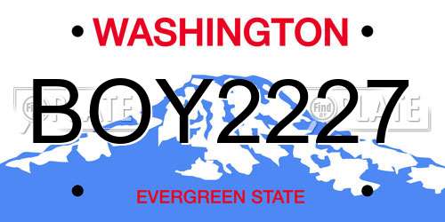 BOY2227 Washington License Plate