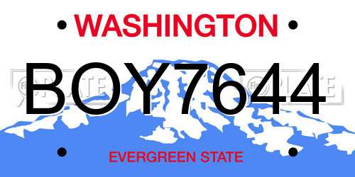 BOY7644 Washington License Plate