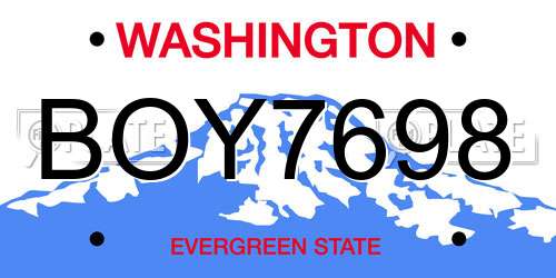 BOY7698 Washington License Plate