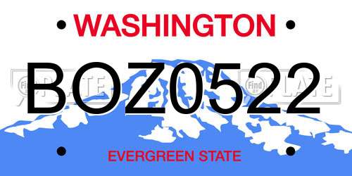 BOZ0522 Washington License Plate