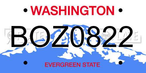 BOZ0822 Washington License Plate