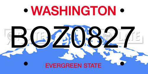 BOZ0827 Washington License Plate