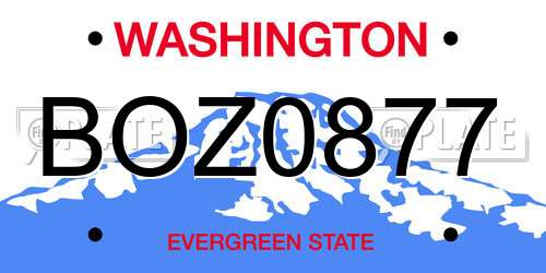 BOZ0877 Washington License Plate