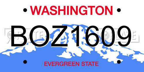 BOZ1609 Washington License Plate