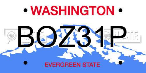 BOZ31P Washington License Plate