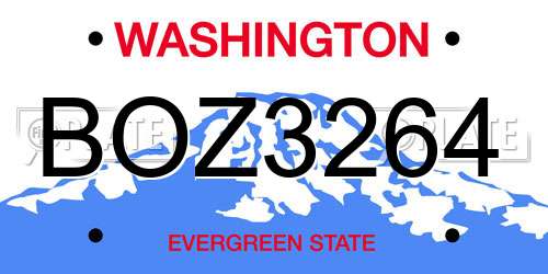 BOZ3264 Washington License Plate