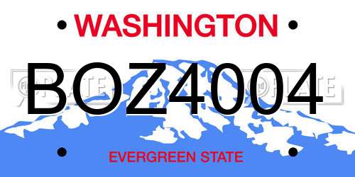 BOZ4004 Washington License Plate