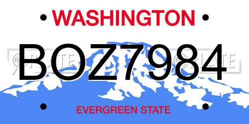 BOZ7984 Washington License Plate