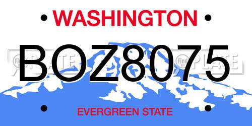 BOZ8075 Washington License Plate