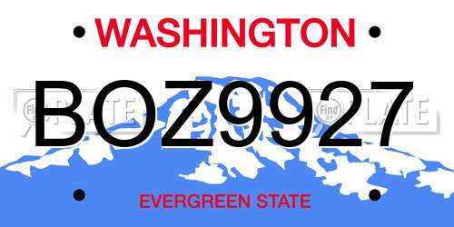BOZ9927 Washington License Plate