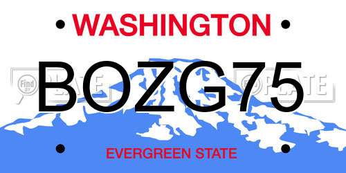 BOZG75 Washington License Plate