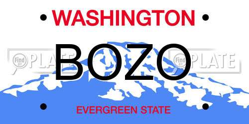 BOZO Washington License Plate