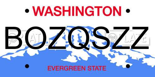 BOZQSZZ Washington License Plate