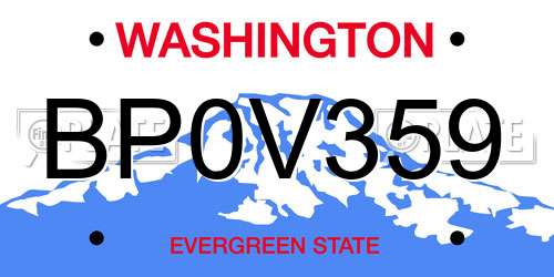 BP0V359 Washington License Plate