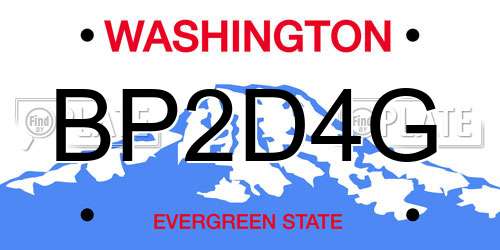 BP2D4G Washington License Plate