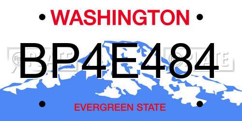 BP4E484 Washington License Plate