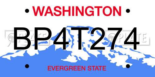 BP4T274 Washington License Plate
