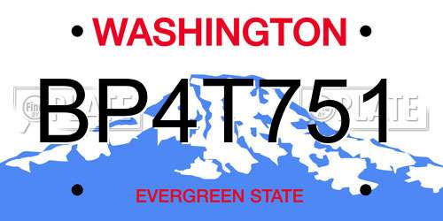 BP4T751 Washington License Plate