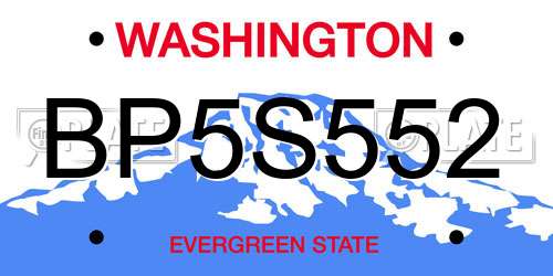 BP5S552 Washington License Plate