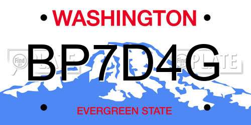 BP7D4G Washington License Plate