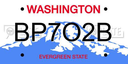 BP7O2B Washington License Plate