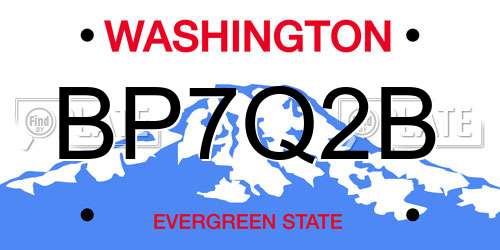 BP7Q2B Washington License Plate