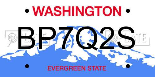 BP7Q2S Washington License Plate