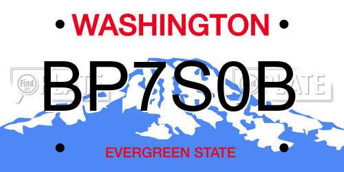 BP7S0B Washington License Plate