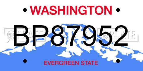 BP87952 Washington License Plate