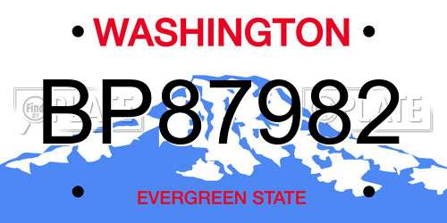BP87982 Washington License Plate