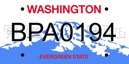 BPA0194 Washington License Plate